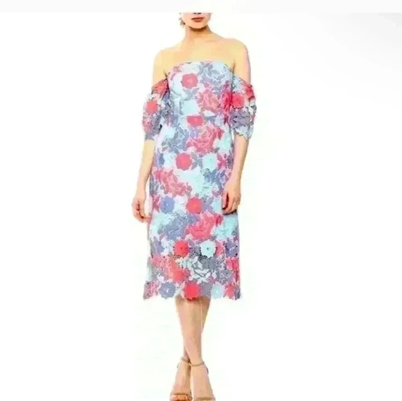 Off The Shoulder Floral Lace Midi Dress - Picture 10 of 10